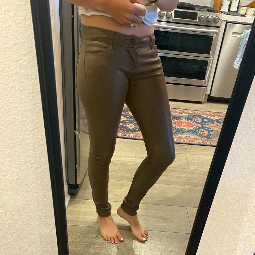 Vince taupe leather luxury leggings